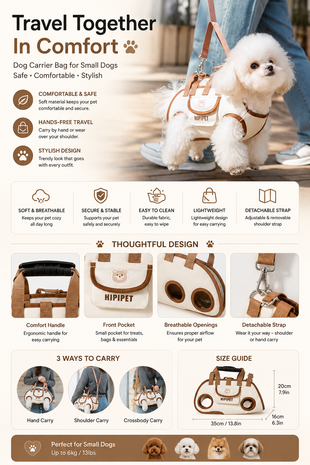 🐾 Portable Breathable Pet Carrier Backpack