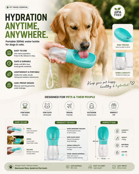Portable 300ml Pet Water Bottle