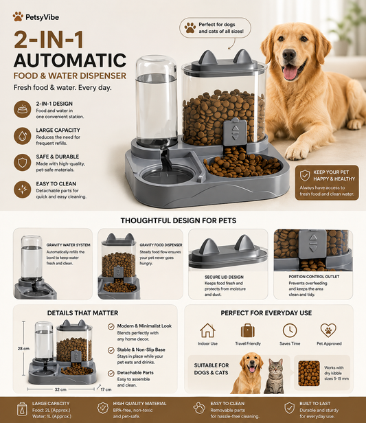 2-in-1 Automatic Pet Feeder & Water Dispenser